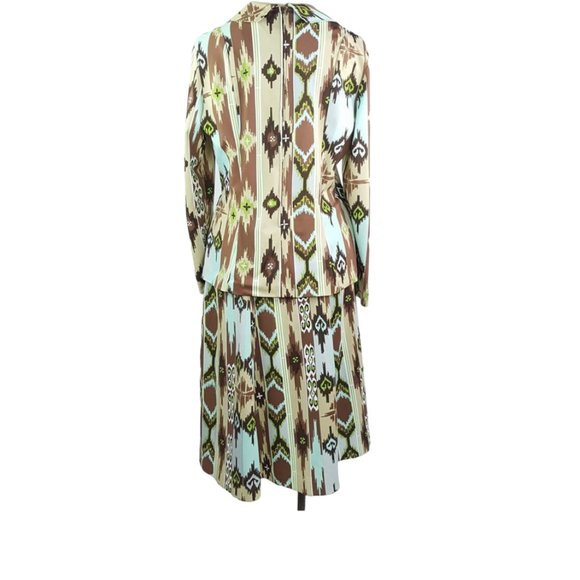 Vintage Ensemble women sz 18 mint brown green Dress Blouse and Pullover skirt - Picture 9 of 11